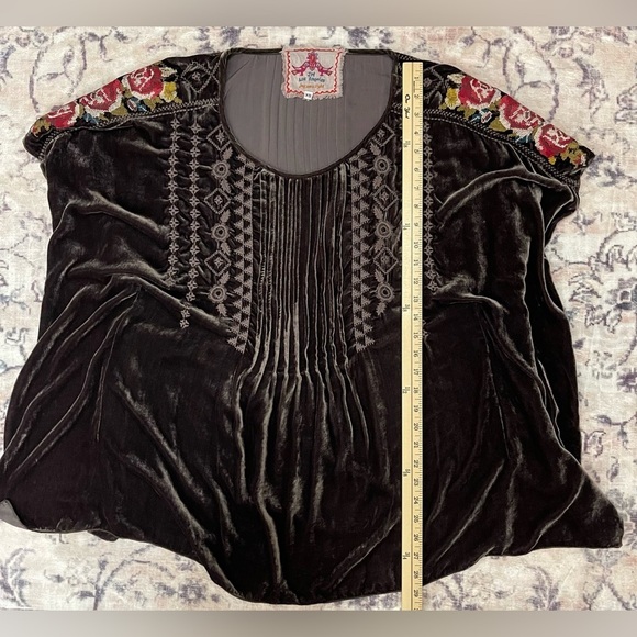 Johnny Was Joy Velvet Pintuck Poncho Embroidered Rose Brown Size XS - Picture 9 of 10